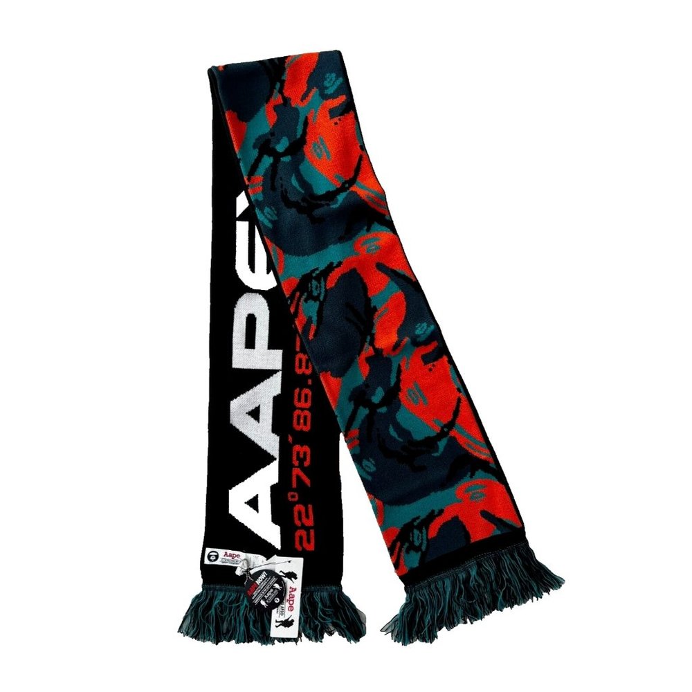 AAPE By A Bathing Ape Explorer Double Sided Fringe Knit Scarf